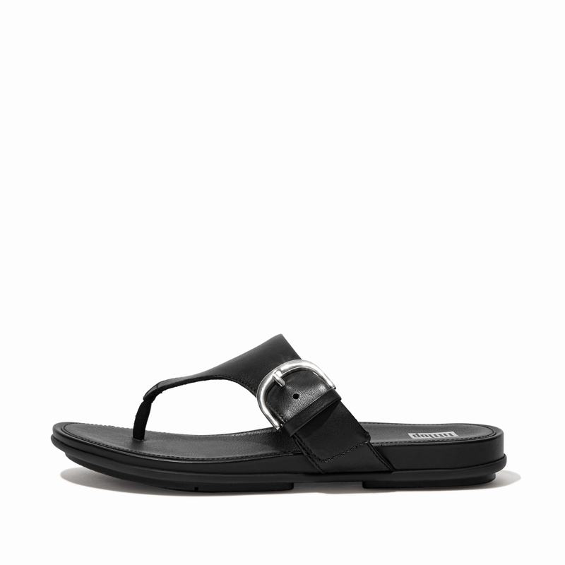 FitFlop Gracie Leder Schwarz - FitFlop Zehentrenner Damen Sale [UCAZ-40627]